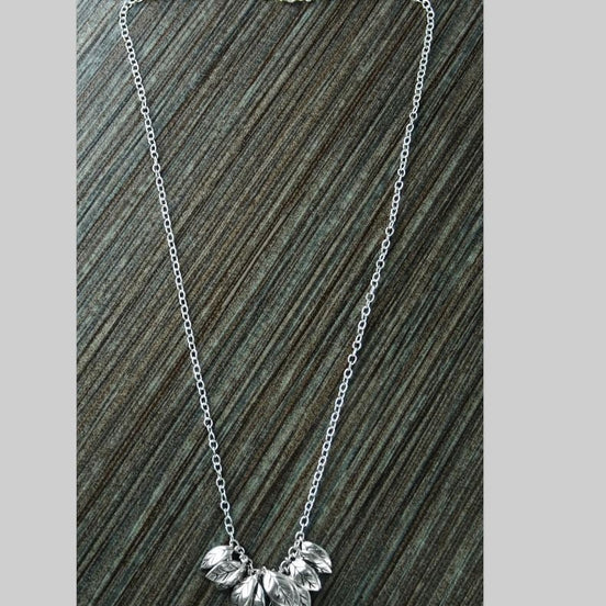 Leaves Necklace, Sterling Silver, nature inspired collar, handcrafted foliage design, woman gift