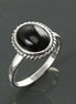 Round Black Antique Ring, Sterling Silver, Natural Onyx Gemstone, Rope Ring, Boho Hipster Ring, Round Stone Ring, Midi Ring, Vintage Ring