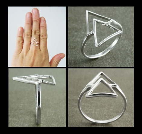 925 Sterling Silver Triangle Ring • Minimalist Geometric Band • Symbolic Jewelry