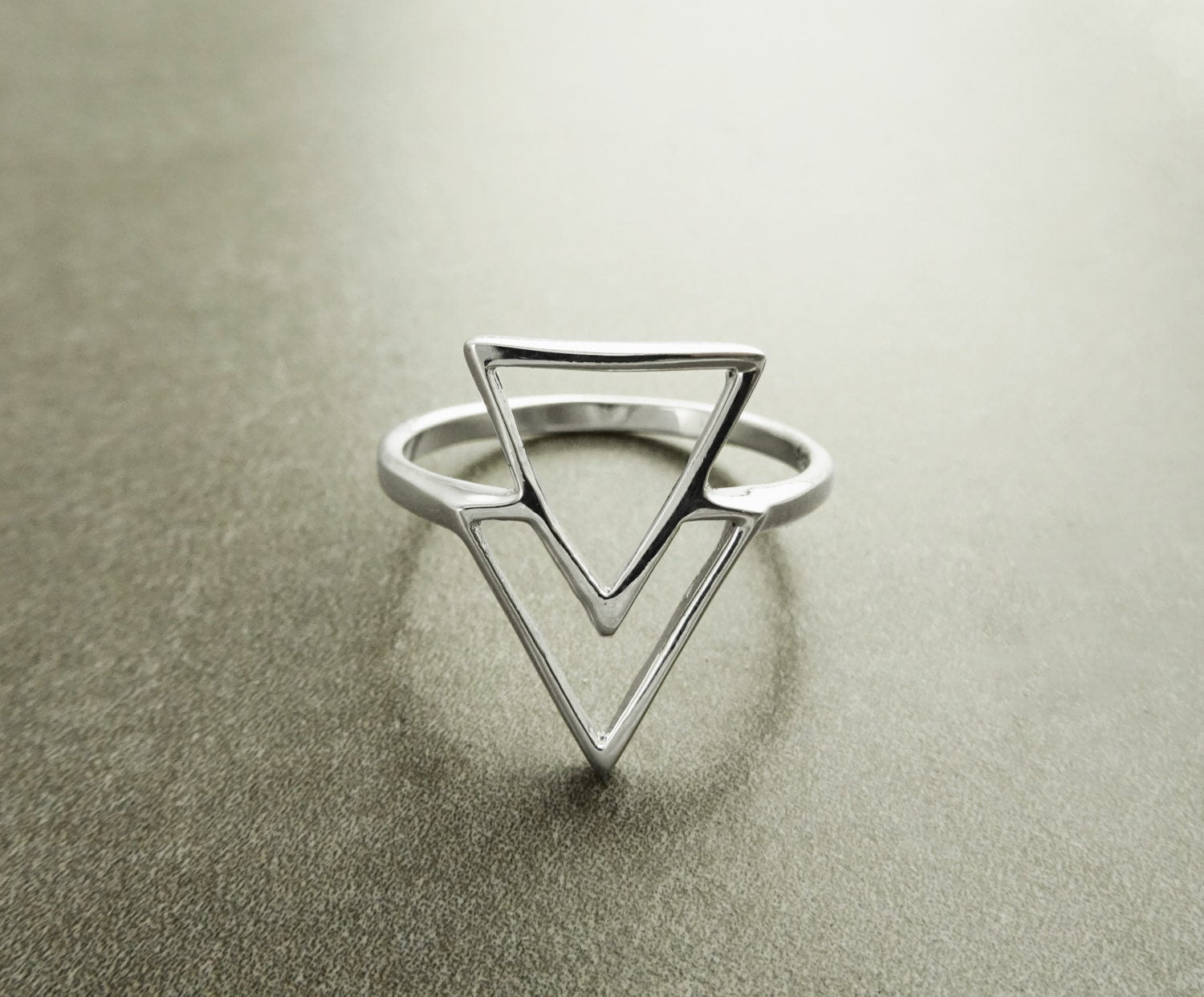 925 Sterling Silver Triangle Ring • Minimalist Geometric Band • Symbolic Jewelry