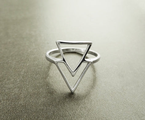 925 Sterling Silver Triangle Ring • Minimalist Geometric Band • Symbolic Jewelry