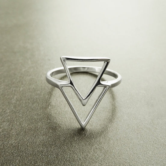 925 Sterling Silver Triangle Ring • Minimalist Geometric Band • Symbolic Jewelry