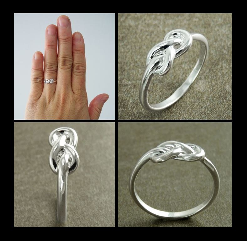 Double Knot Ring, Sterling Silver, Fidelity Ring, Marine Knots Jewelry, Infinity Mariner Reef Knot Ring, Maritime Ocean Sea Inspired Gift