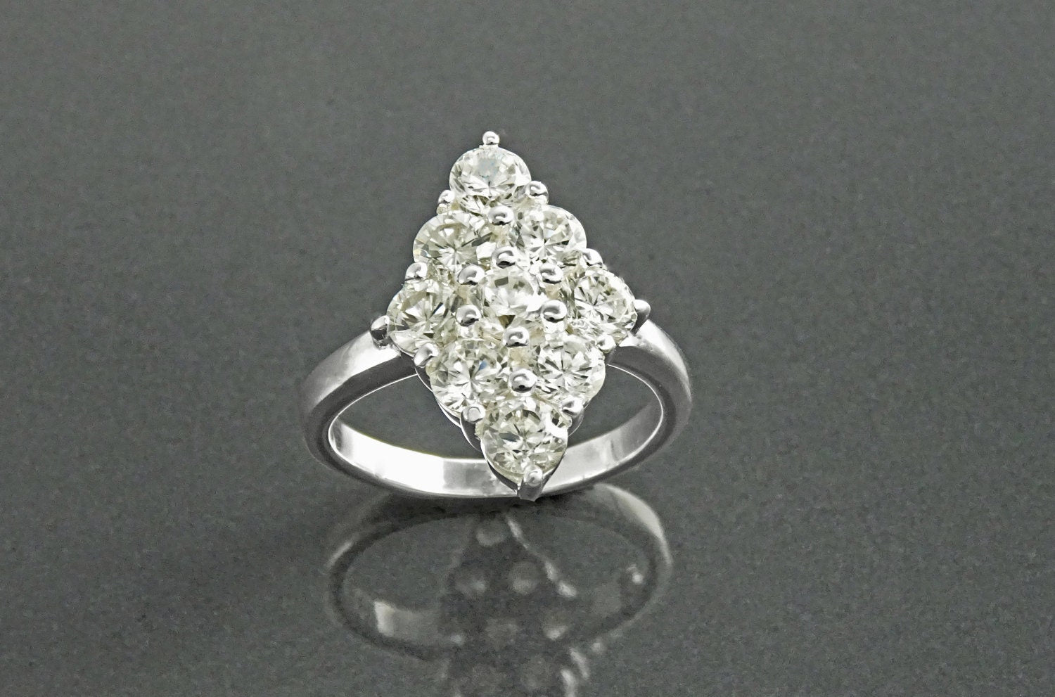 Clear Oval Ring, Sterling Silver, Square ring, Marquise Form Shape, White Clear stones Cz, Woman Cocktail Stone Jewelry, Woman Gift
