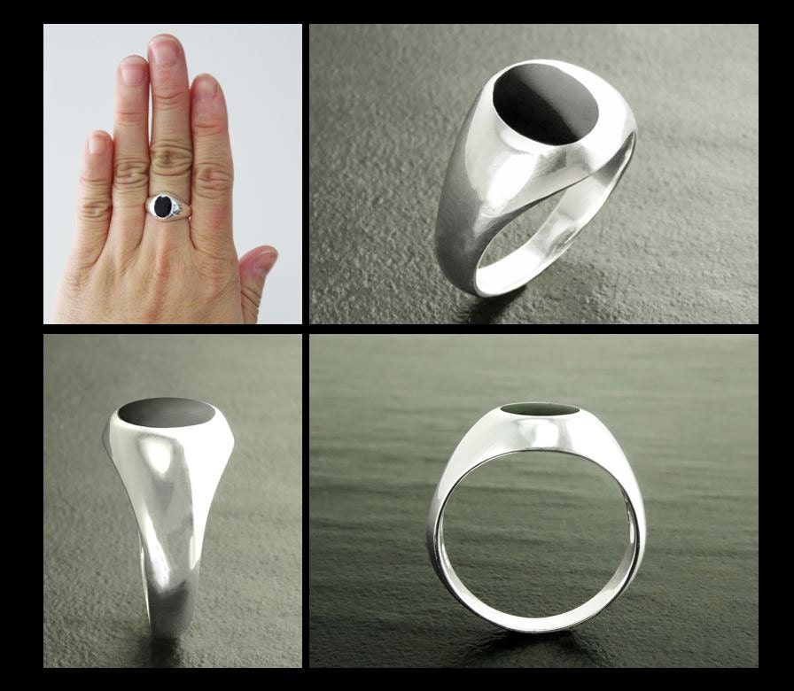 Onyx Signet Ring, Sterling Silver, Oval Black Gemstone, Vintage Spirit Ring