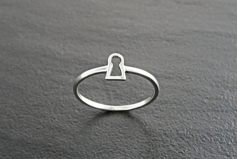 Dainty Keyhole Ring, Tiny Lock Ring, Sterling Silver, Girls Purity Ring, Promise Band Ring, True Love Waits Ring, Best Friends Secret Ring