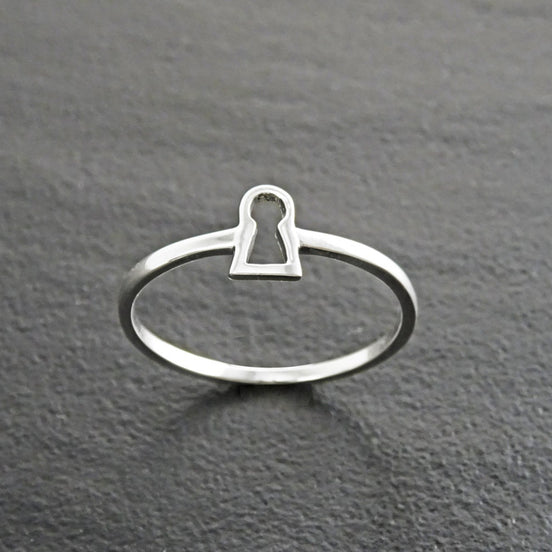 Dainty Keyhole Ring, Tiny Lock Ring, Sterling Silver, Girls Purity Ring, Promise Band Ring, True Love Waits Ring, Best Friends Secret Ring