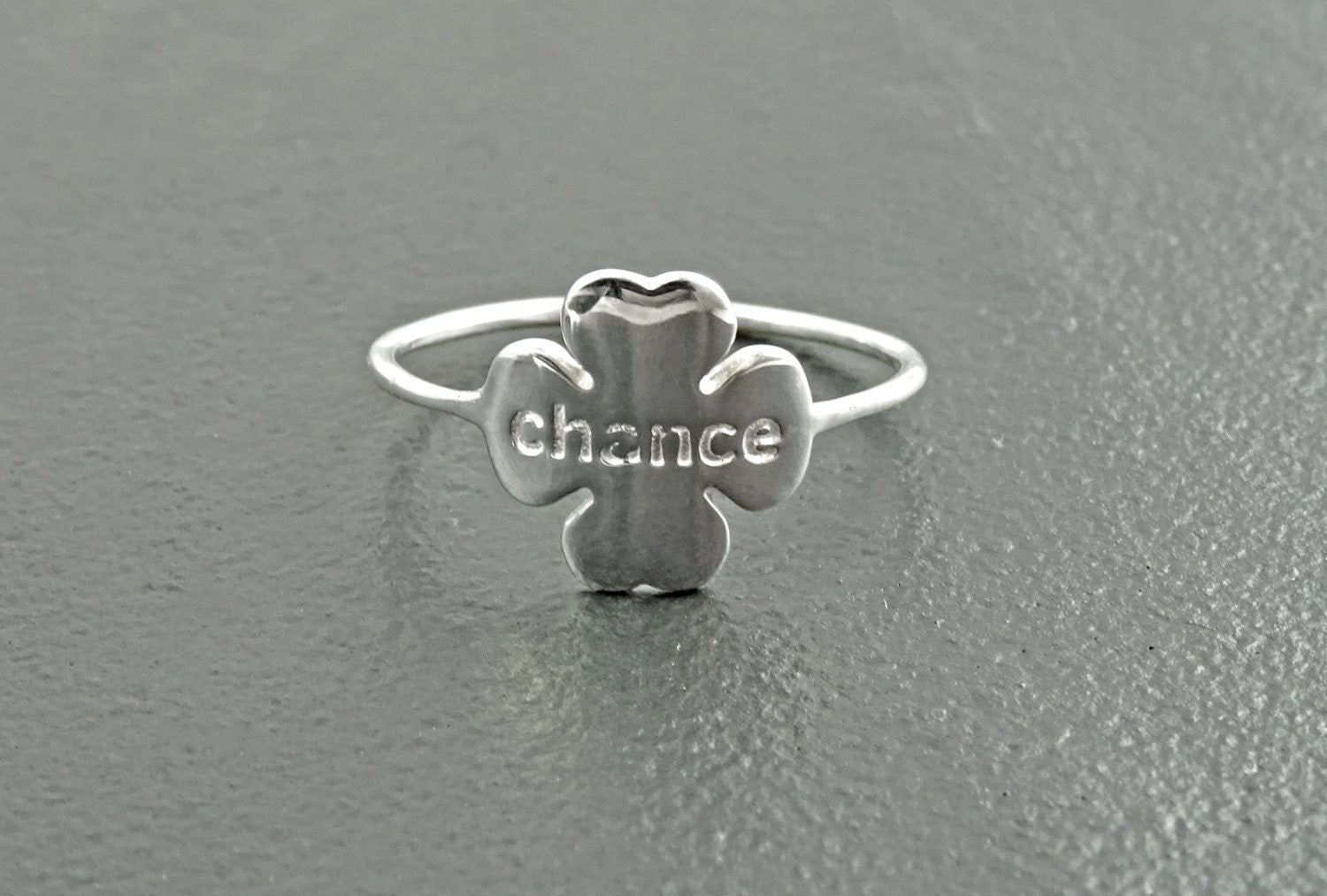 Sterling Silver Four Leaf Clover Ring, Dainty Good Luck Jewelry