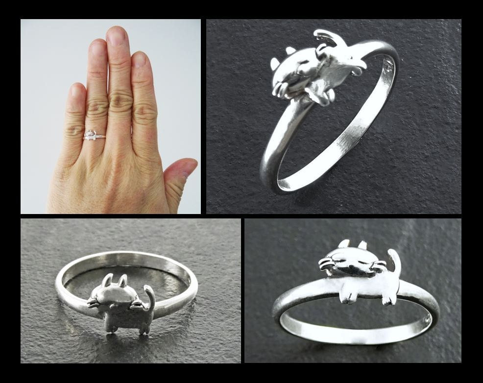 Cat Ring, Sterling Silver, Cat Midi Ring, Kitty Ring, Dainty Kitty Ring, Feline Ring, Pet Jewelry, kitty jewelry, Pussy Cat Ring, Moggy Ring