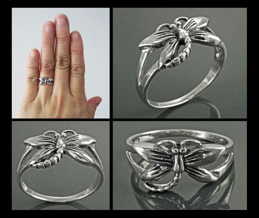 Dragonfly Ring, Sterling Silver, Boho Ring, Damselfly Ring, Flying Insect Ring, Nature Jewelry, Bugs Ring, Garden Bug ring, Dainty Jewelry