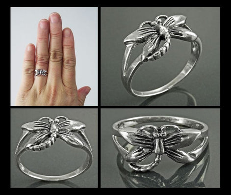 Dragonfly Ring, Sterling Silver, Boho Ring, Damselfly Ring, Flying Insect Ring, Nature Jewelry, Bugs Ring, Garden Bug ring, Dainty Jewelry