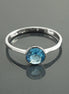 Blue CZ Sterling Silver Solitaire Ring, Handmade