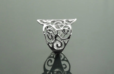 Scroll Filigree Ring, Sterling Silver, Scrolls Design Ring, Spirals Pattern Ring, Wide Band Ring, Elegant Ring, Lace Ring, Open Work Ring