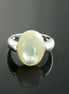 Oval White Ring, Sterling Silver, Mother of Pearl Shell, Modern Minimalist Stone Jewelry, Original Design Setting