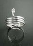 Sterling Silver Snake Coil Ring, Wide Wrap Reptilian Cuff Band