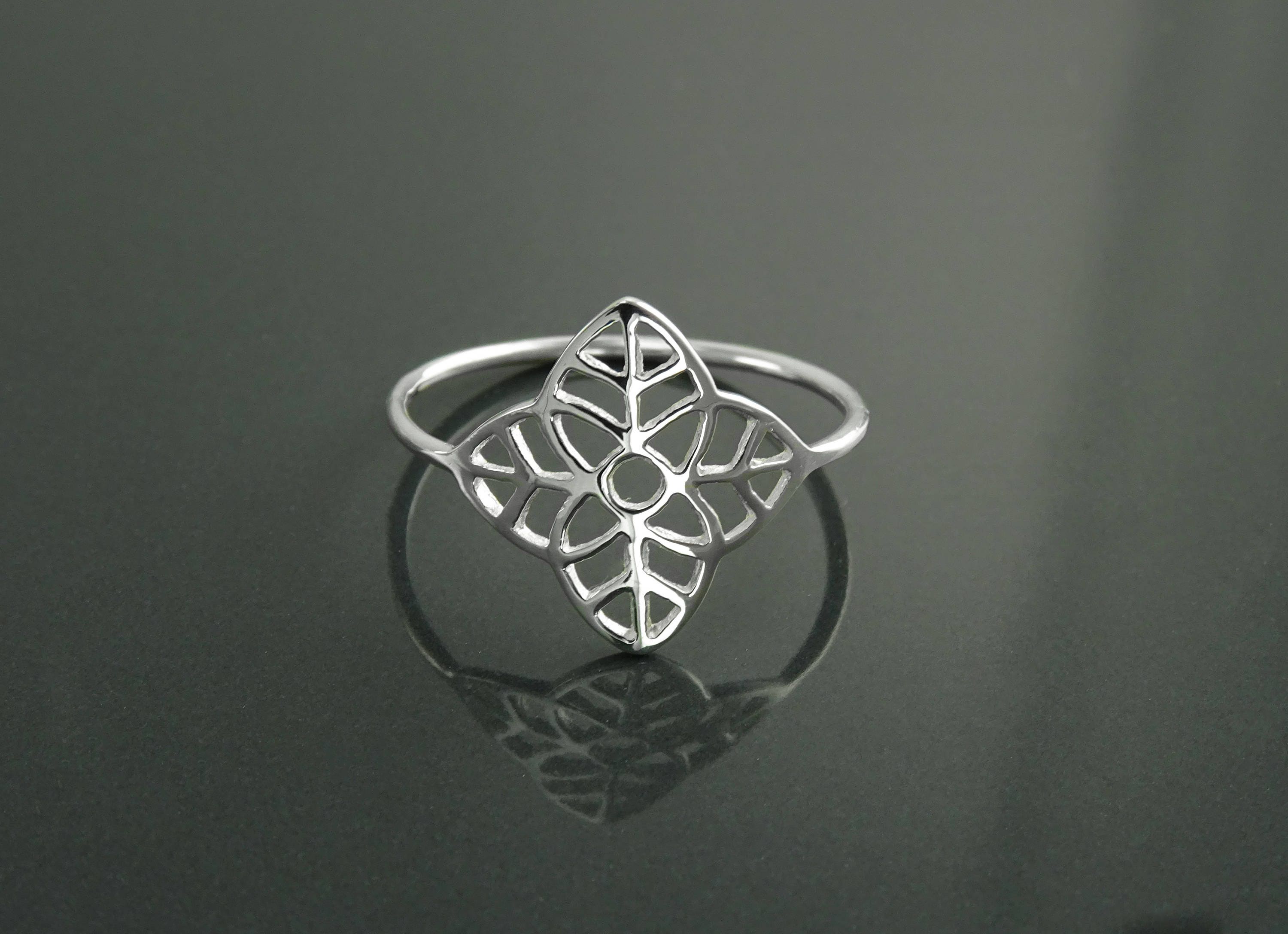 Leaf Sterling Silver Ring • Tree Leaf Nature Life Jewelry • Filigree Band