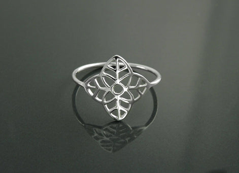 Leaf Sterling Silver Ring • Tree Leaf Nature Life Jewelry • Filigree Band