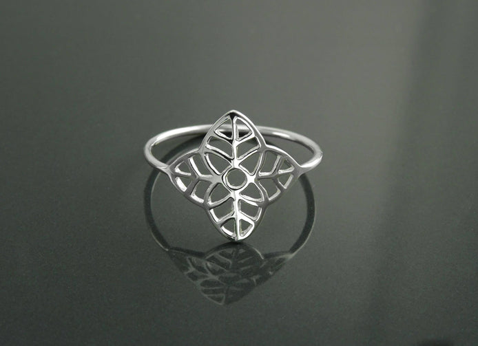 Leaf Sterling Silver Ring • Tree Leaf Nature Life Jewelry • Filigree Band