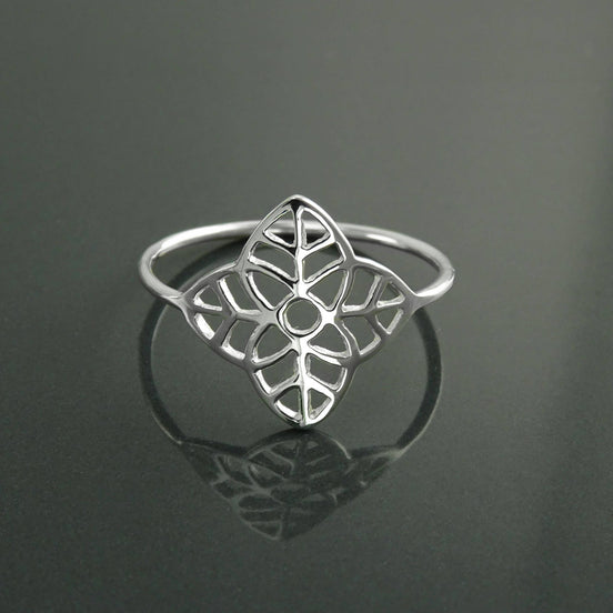 Leaf Sterling Silver Ring • Tree Leaf Nature Life Jewelry • Filigree Band