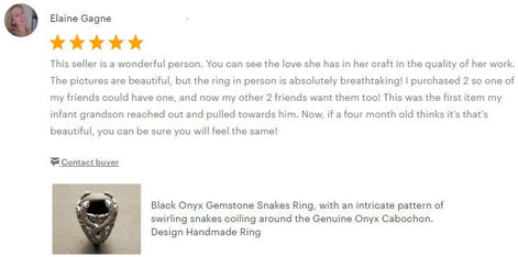 Snake Ring, Sterling Silver, Black Stone, Onyx Gemstone, swirling coiling snakes pattern, Gothic Design Ring