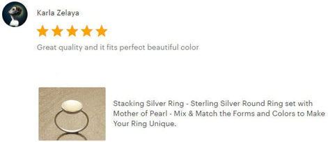 925 Mother of Pearl Sterling Silver Ring - Handmade Stacking Ring, Small MOP Ring