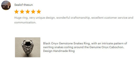 Snake Ring, Sterling Silver, Black Stone, Onyx Gemstone, swirling coiling snakes pattern, Gothic Design Ring
