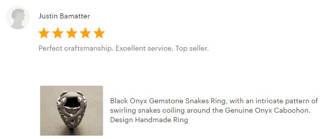 Snake Ring, Sterling Silver, Black Stone, Onyx Gemstone, swirling coiling snakes pattern, Gothic Design Ring