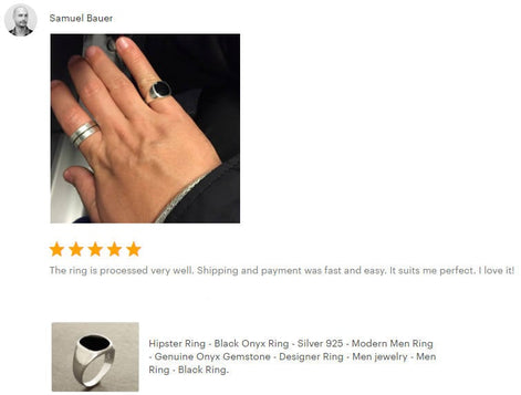 Sterling Silver Black Onyx Signet Ring – Modern Hipster Jewelry