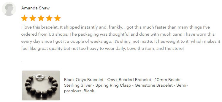Onyx Stone Bracelet - Black Onyx stones balls Bracelet - 10mm ball Beads - Sterling Silver - Spring Ring Clasp - Gemstone Beaded Bracelet