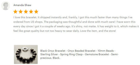 Onyx Stone Bracelet - Black Onyx stones balls Bracelet - 10mm ball Beads - Sterling Silver - Spring Ring Clasp - Gemstone Beaded Bracelet