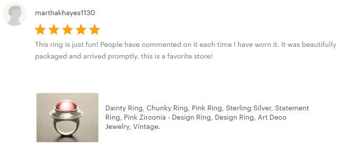 Pink cz Ring, Sterling Silver, Rose Round Domed Stone, flying saucer Ring, Statement Modern original Design Jewelry