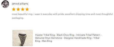 Braided Sterling Silver 925 Onyx Ring, Ethnic Tribal style Jewelry