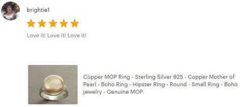 Gold Shell Ring, Sterling Silver, Genuine Copper Gold Paua Shell Pearl, Modern Minimalist Geometric Round Stone Ring