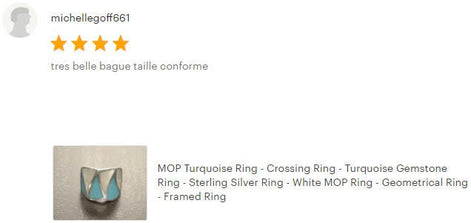 Turquoise Ring, Sterling Silver, Crossing Blue Turquoise Stone Ring, White Mother of Pearl Shell, Geometrical Framed Design Stones Jewelry