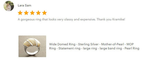 White Domed Ring, Sterling Silver, Mother-of-Pearl Shell Ring, Statement jewelry, Wide stone large band ring, Pearl Ring