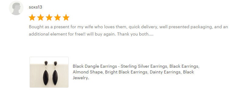 Black Dangle Earrings - Sterling Silver, Oval Almond Shape Onyx Stone, Bright Black Stones Drop Earrings, Modern Geometric Jewelry