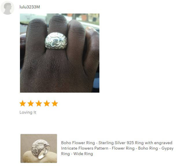 70's Flower Ring - Sterling Silver, engraved floral nature Flowers Pattern - Hipster Boho Flower Power Wide Domed Band Ring