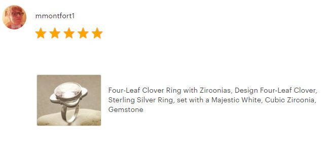Statement Square Ring, Sterling Silver Ring, Unique Statement Silver Ring, Four-Leaf Clover Ring, set with a Majestic White, Cubic Zirconia.
