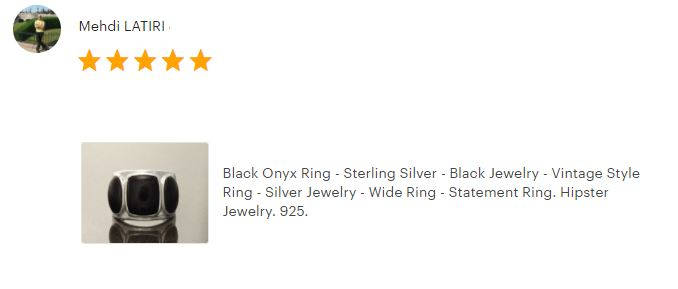 Black Onyx Ring - Sterling Silver - Black Stone Ring - Black Band Ring - Silver Jewelry - Wide Stones Ring - Statement Ring