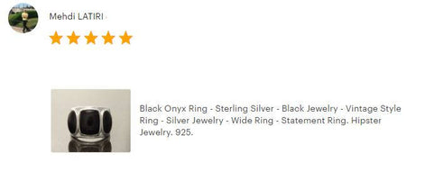 Black Onyx Ring - Sterling Silver - Black Stone Ring - Black Band Ring - Silver Jewelry - Wide Stones Ring - Statement Ring