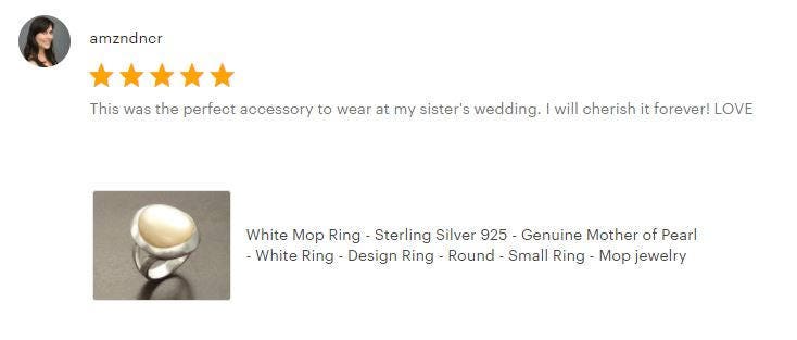 Sterling Silver Ring, White Mother of Pearl, Modern Designer Minimalist Jewelry