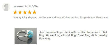 Blue Turquoise Ring, Silver 925, Small Round flat Stone, Geometric Simple Turquoise Jewelry, Dainty Modern Stacking Minimalist Ring