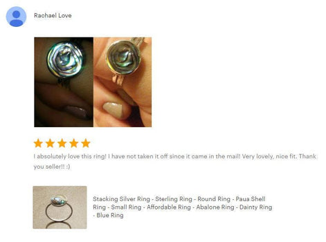 Round abalone ring, sterling silver set with genuine paua shell in a modern geometric stone design