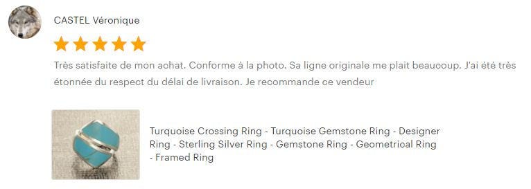 Blue Turquoise Ring - Sterling Silver - Turquoise Bypass Ring - Gemstone Crossing Ring - Turquoise Stone Ring - Framed Ring - Original Ring