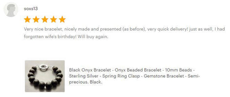 Onyx Stone Bracelet - Black Onyx stones balls Bracelet - 10mm ball Beads - Sterling Silver - Spring Ring Clasp - Gemstone Beaded Bracelet
