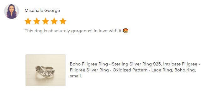 Oxidized Sterling Silver Filigree Ring, Boho Lace Design, Band Silver Jewelry