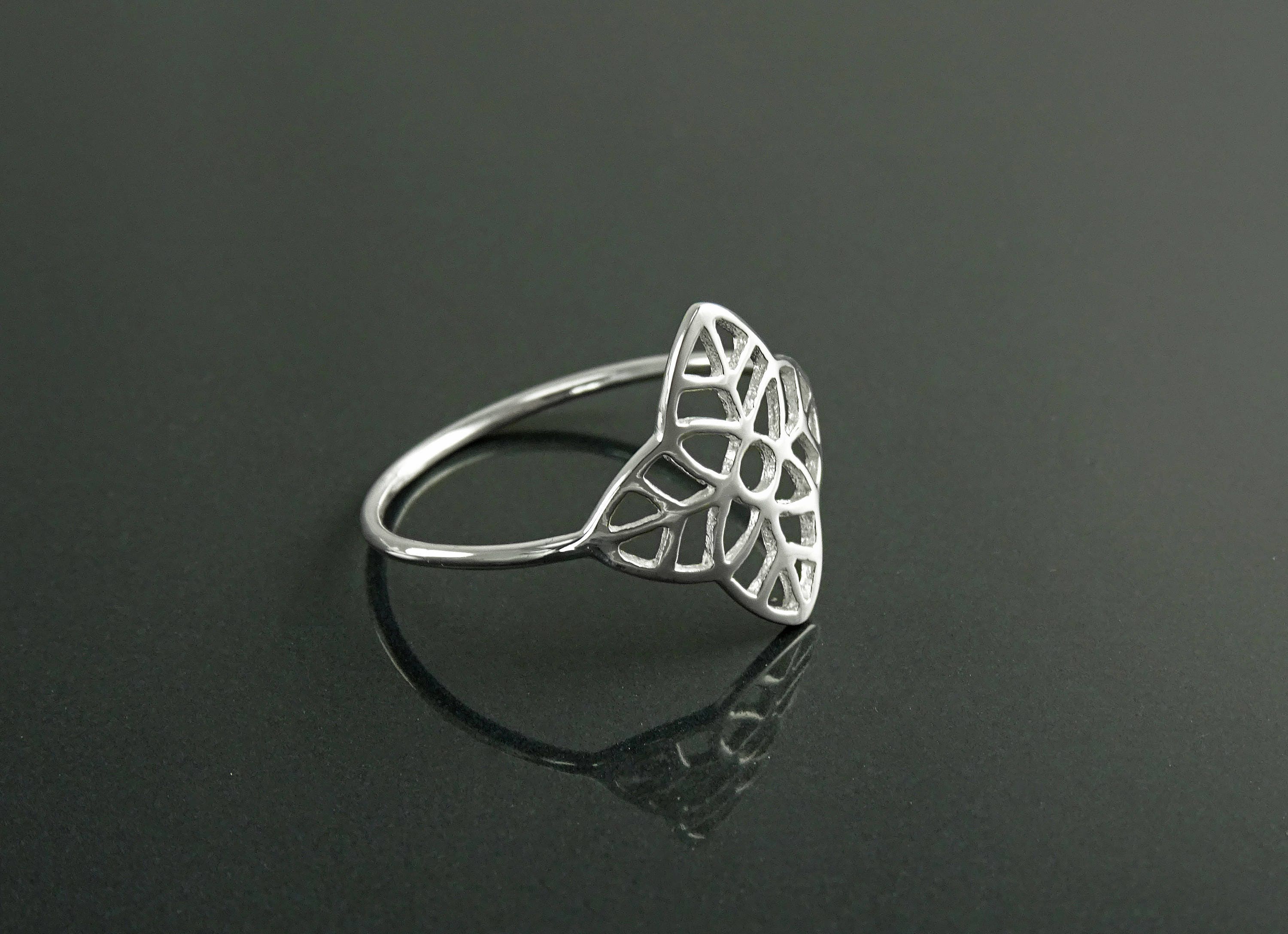 Leaf Sterling Silver Ring • Tree Leaf Nature Life Jewelry • Filigree Band