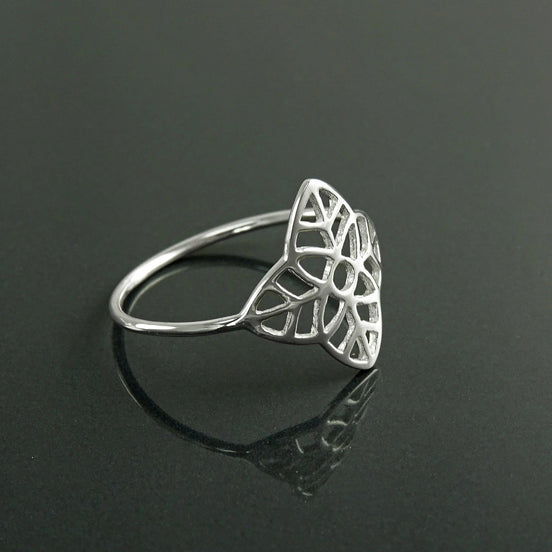 Leaf Sterling Silver Ring • Tree Leaf Nature Life Jewelry • Filigree Band