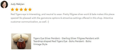 925 Sterling Silver Filigree Tiger Eye Pendant, Brown Stone Teardrop Pendant, Antique Vintage Design Jewelry,