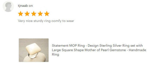White Square Ring, Sterling Silver, Natural Mother of Pearl Shell, Designer Geometrical Foursquare Stone Jewelry, Statement Minimalist Ring